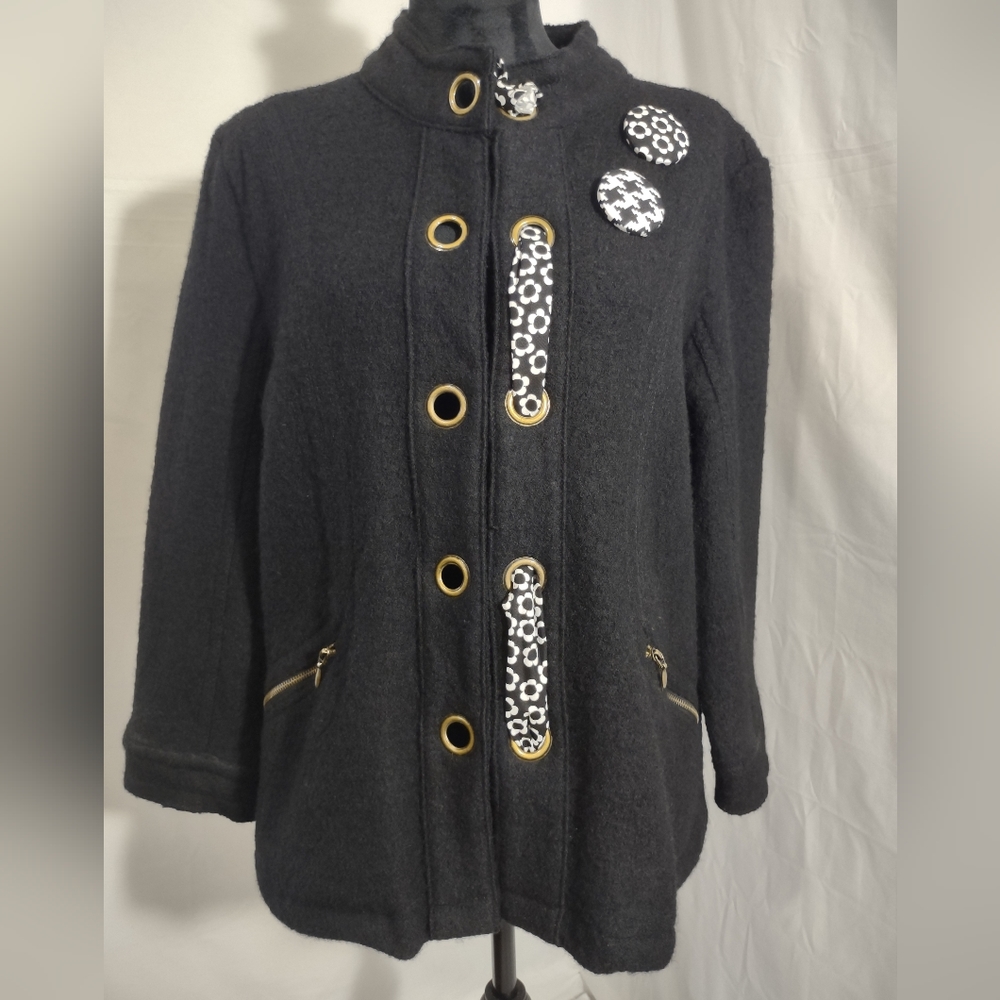 LIVE A LITTLE Rare Vintage 90's Women's Black Wool Coat Size XL